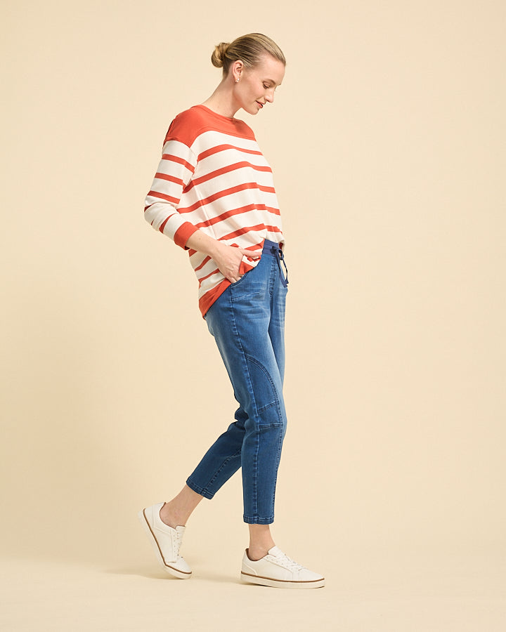 Striped Cotton Top in Flame