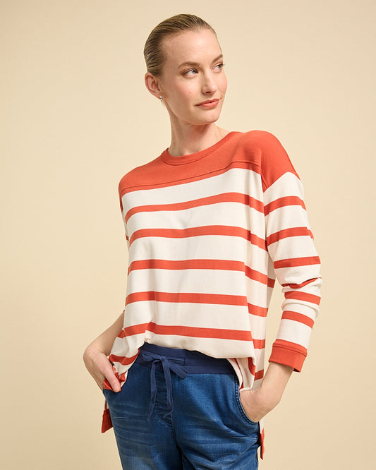 Striped Cotton Top in Flame