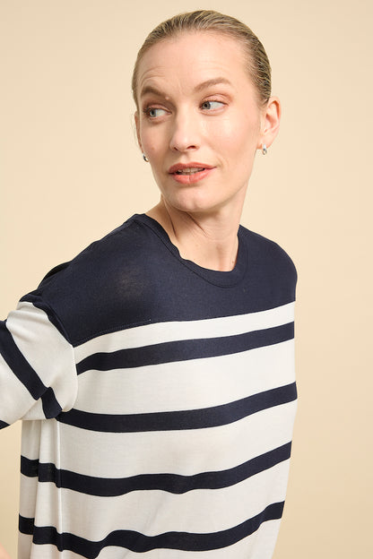 Striped Cotton Top in Navy