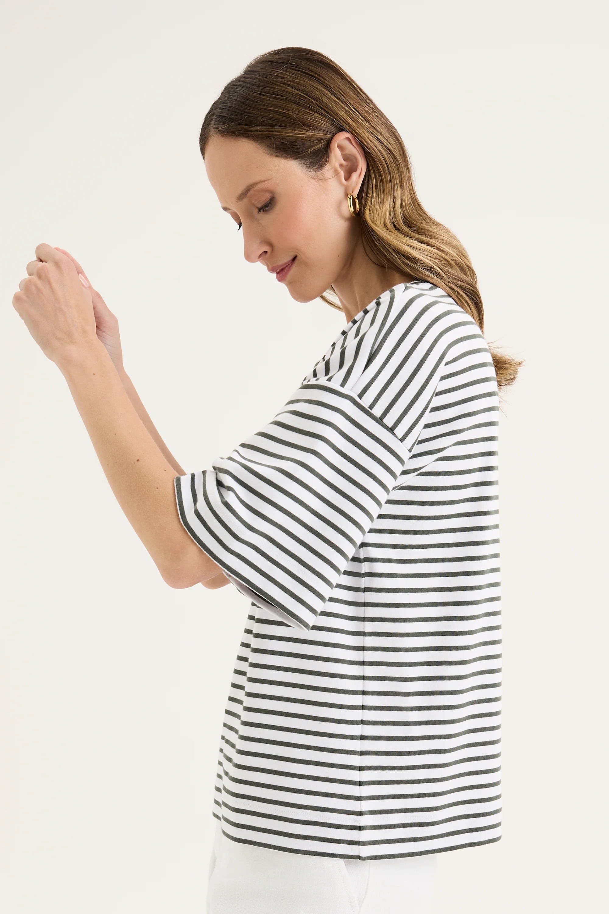 Banda Stripe Tee in White / Nori