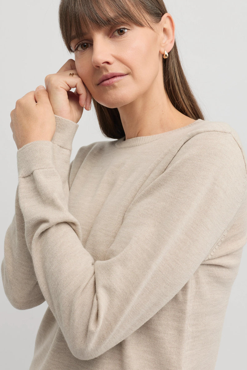 Villa Extra Fine Merino Wool Knit in Almond