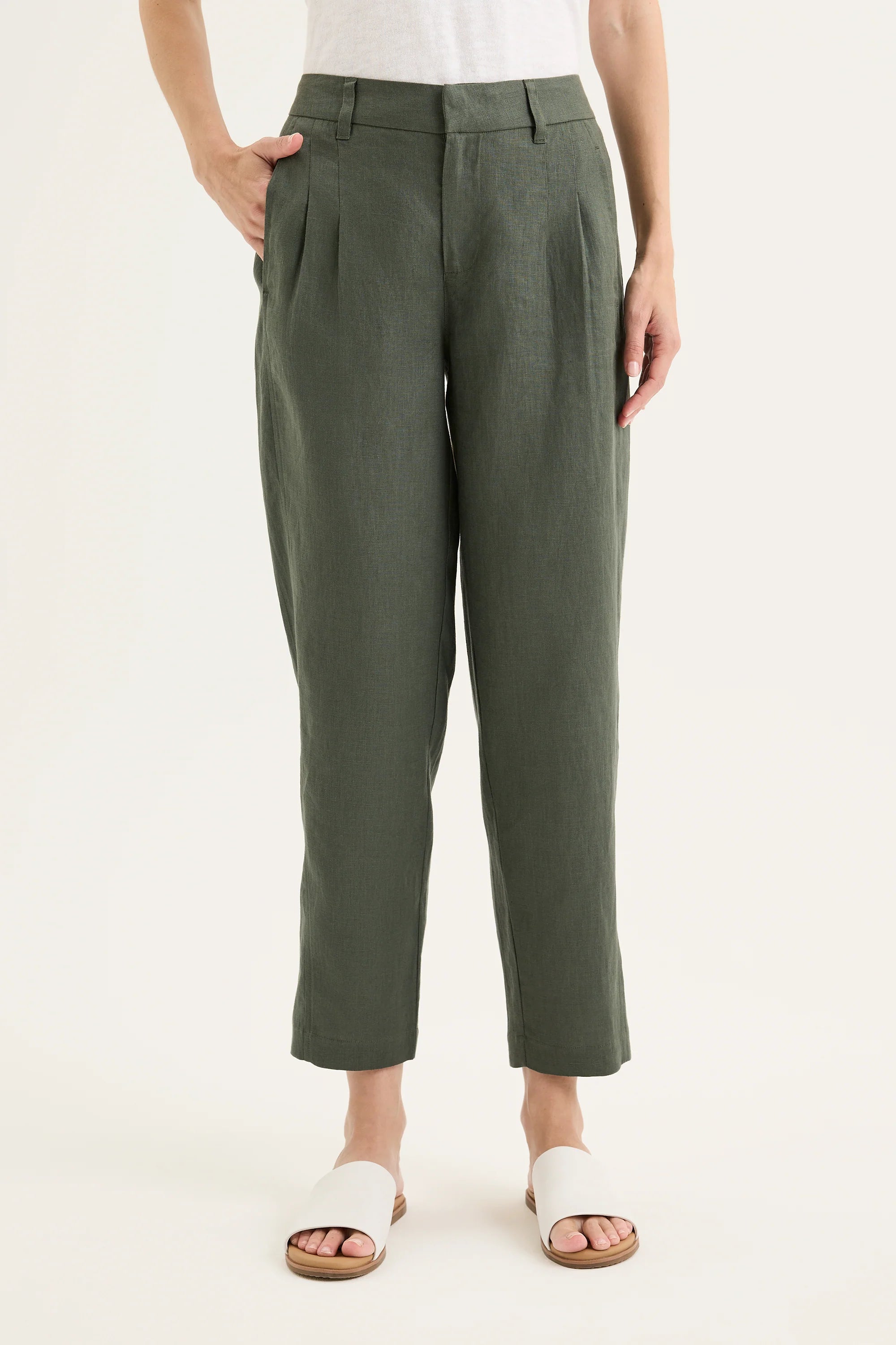 Bodhi Linen Pant in Nori