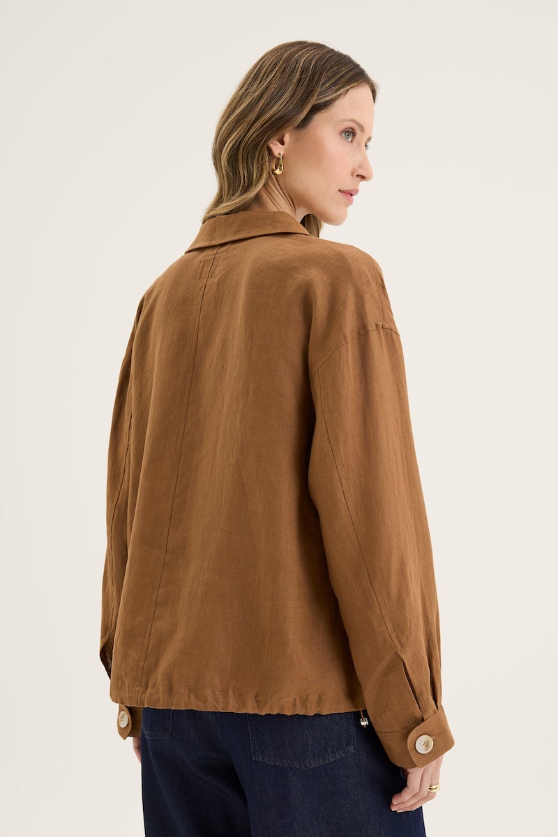 Tirari Linen Bomber Jacket in Nutmeg