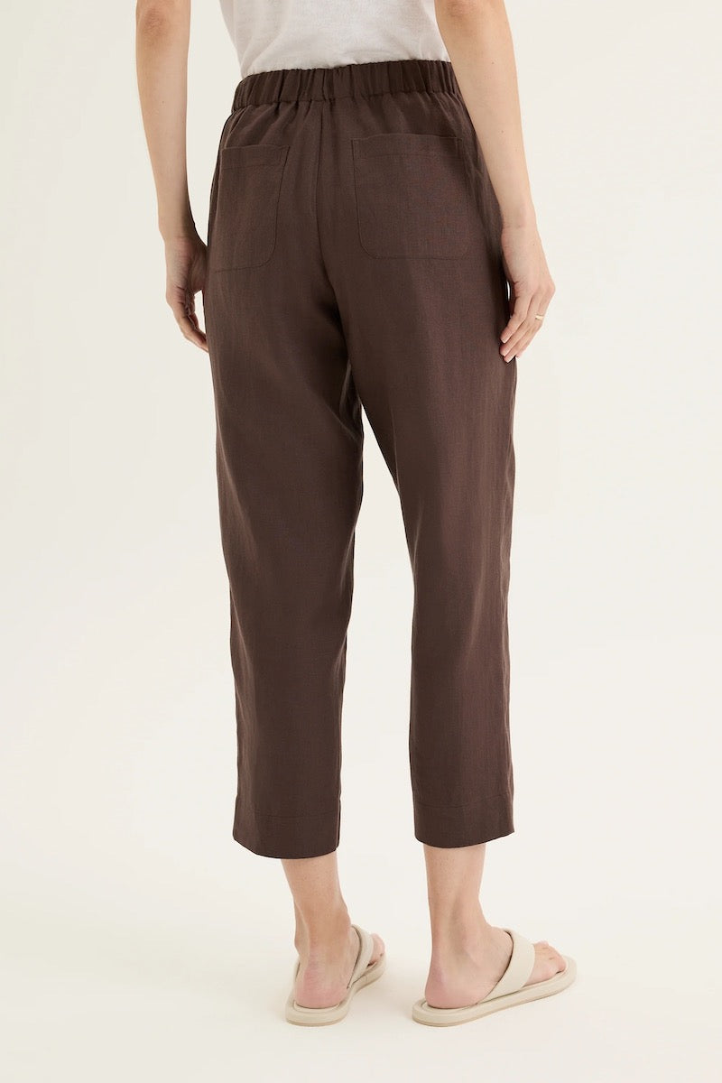 Tirari Slim Linen Pant in Espresso