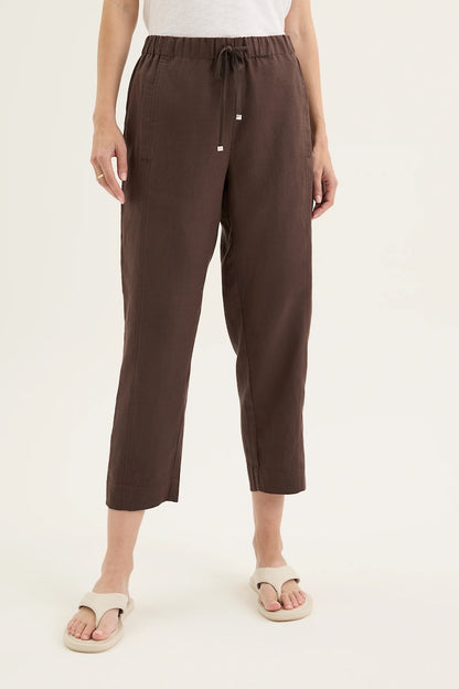Tirari Slim Linen Pant in Espresso