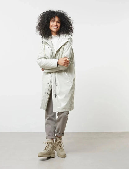 Faux Leather Parka Jacket in Island Fossil Beige