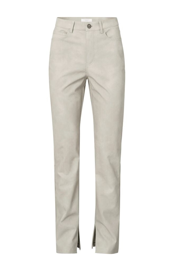 Faux Nubuck Leather Trousers in Dove Grey