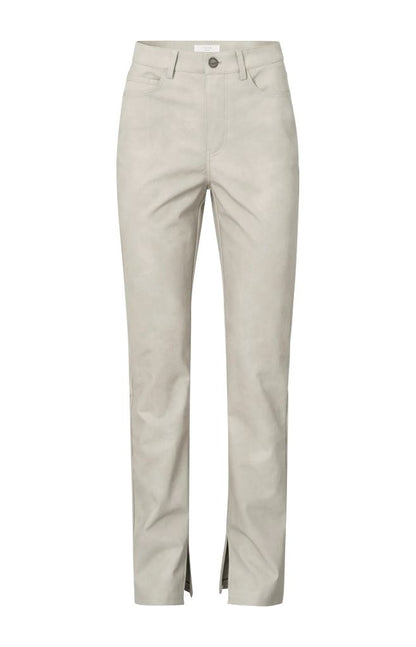 Faux Nubuck Leather Trousers in Dove Grey