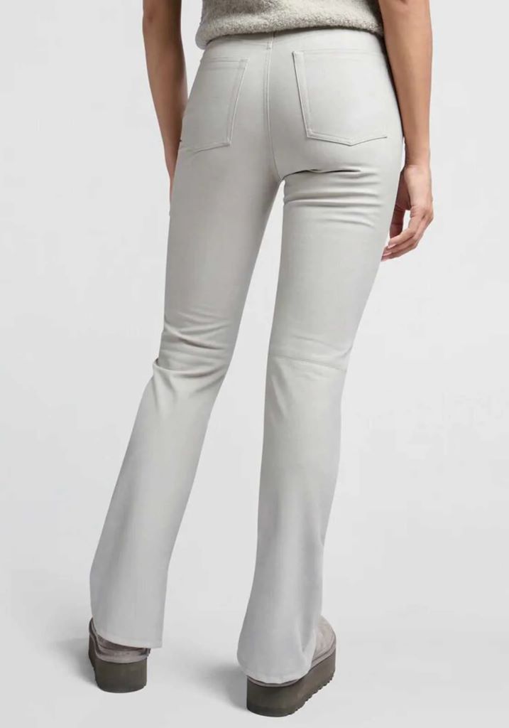 Faux Nubuck Leather Trousers in Dove Grey