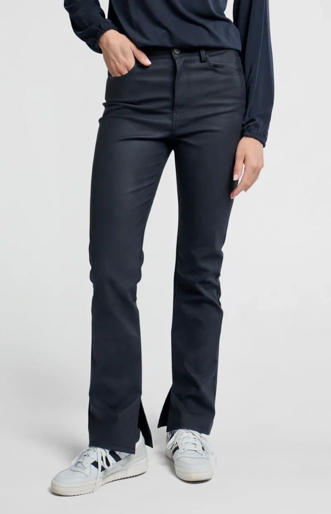 Faux Nubuck Leather Trousers in Anthracite Melange