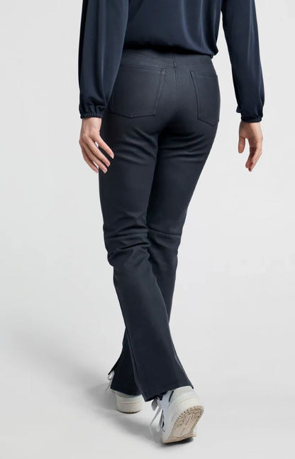 Faux Nubuck Leather Trousers in Anthracite Melange