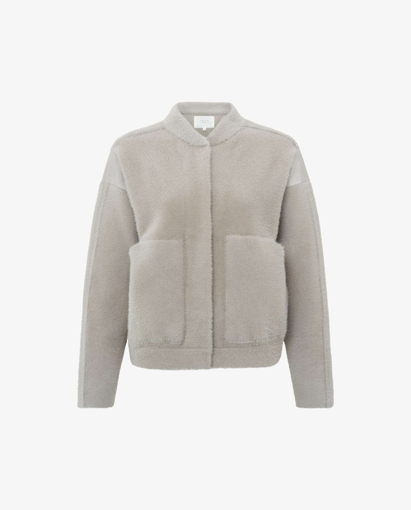 Knitted Bomber Jacket in Dove Grey