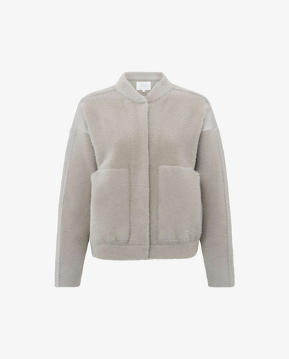 Knitted Bomber Jacket in Dove Grey