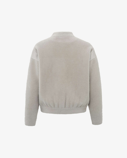 Knitted Bomber Jacket in Dove Grey