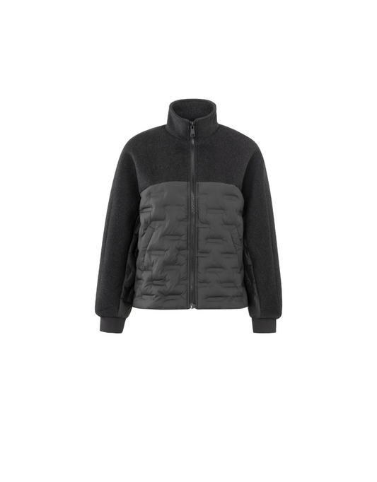 Oversized Cropped Wool Jacket in Anthracite