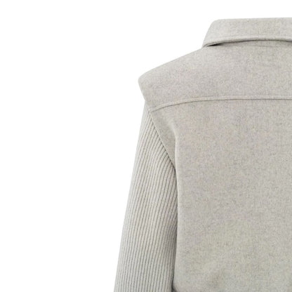 Padded Shoulders Wool Mix Jacket  in Dove Grey