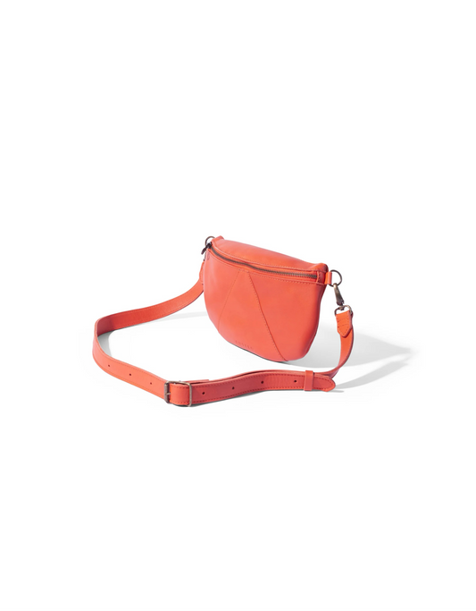 Ruby Classic Adjustable Leather Moonbag Crossbody in Orange Spritz