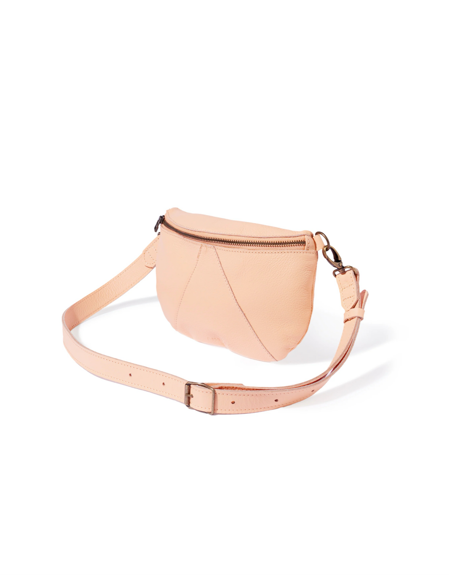 Ruby Classic Adjustable Leather Moonbag Crossbody in Pebble Peach Haze