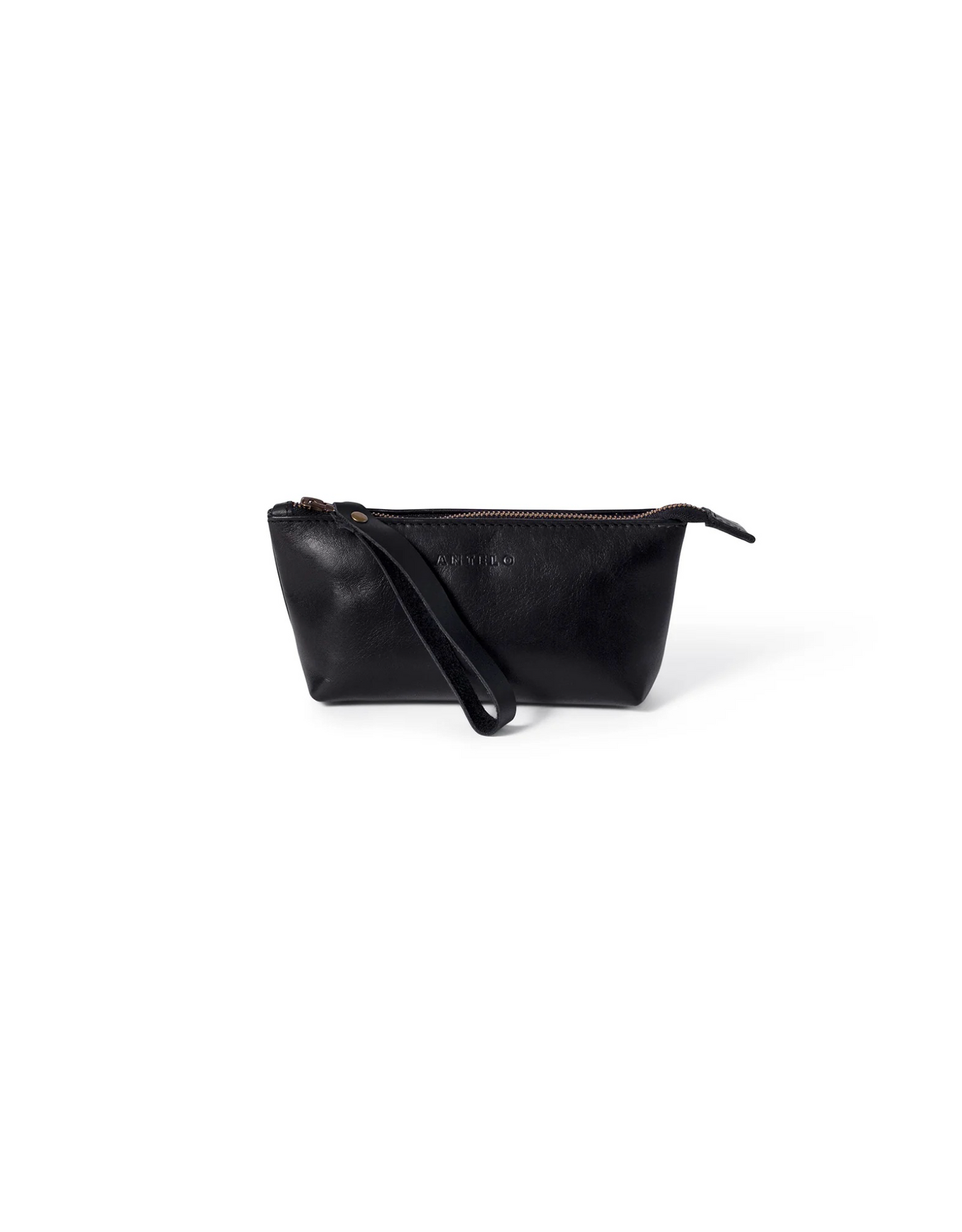 Asher Leather Wristlet in Black