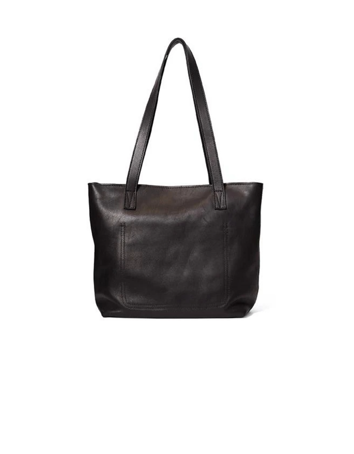 Emmy Unlined Leather Tote with Zip in Black