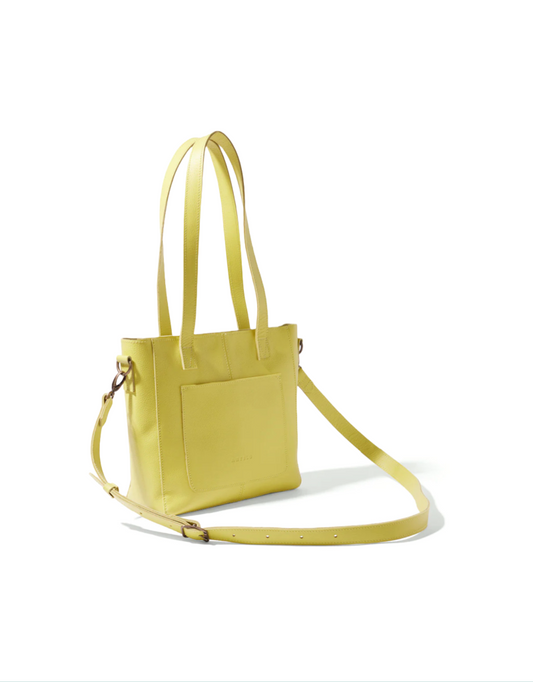 Harley Leather Unlined Crossbody Tote - Pebble Chartreuse