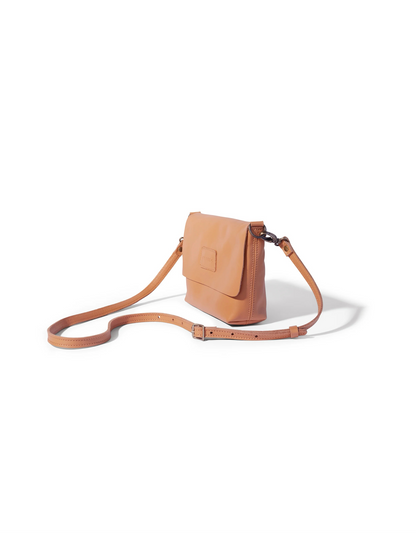 Jeanie Leather Crossbody in Almond Tan