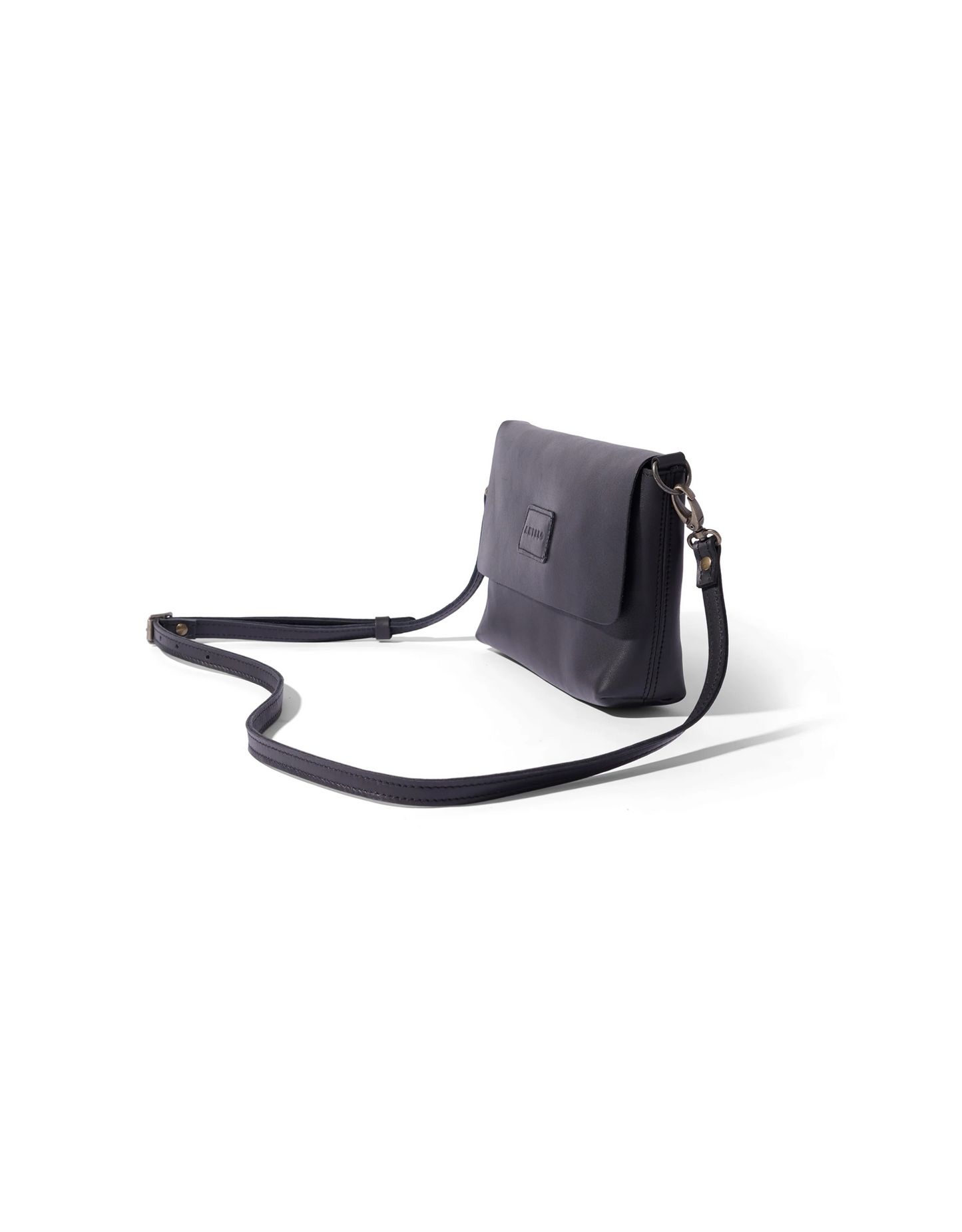 Jeanie Leather Crossbody in Black