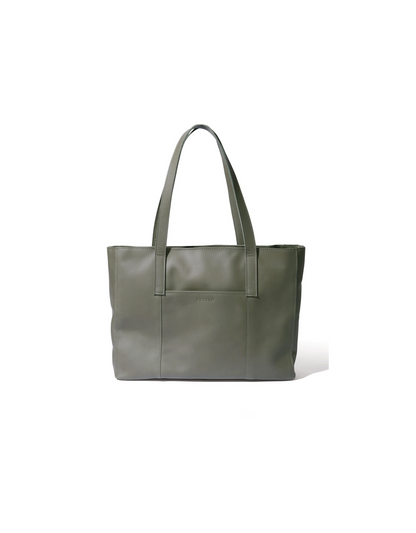 Juliette Large Leather Tote Bag in Khaki Green