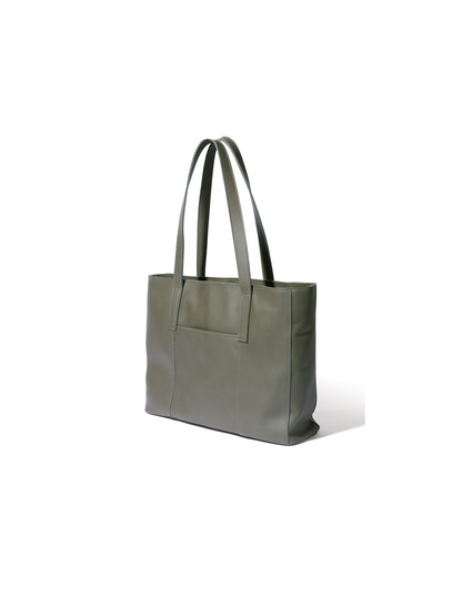 Juliette Large Leather Tote Bag in Khaki Green