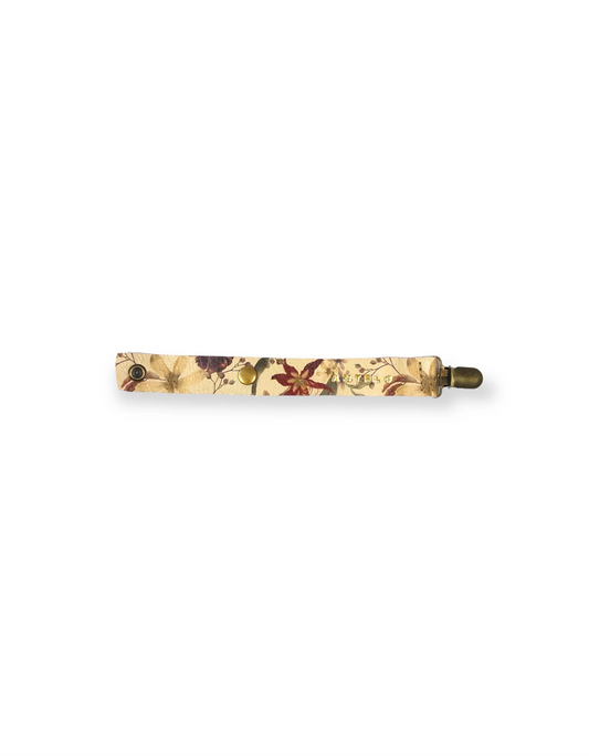 Maddie Leather Pacifier Clip in Baby Bloom