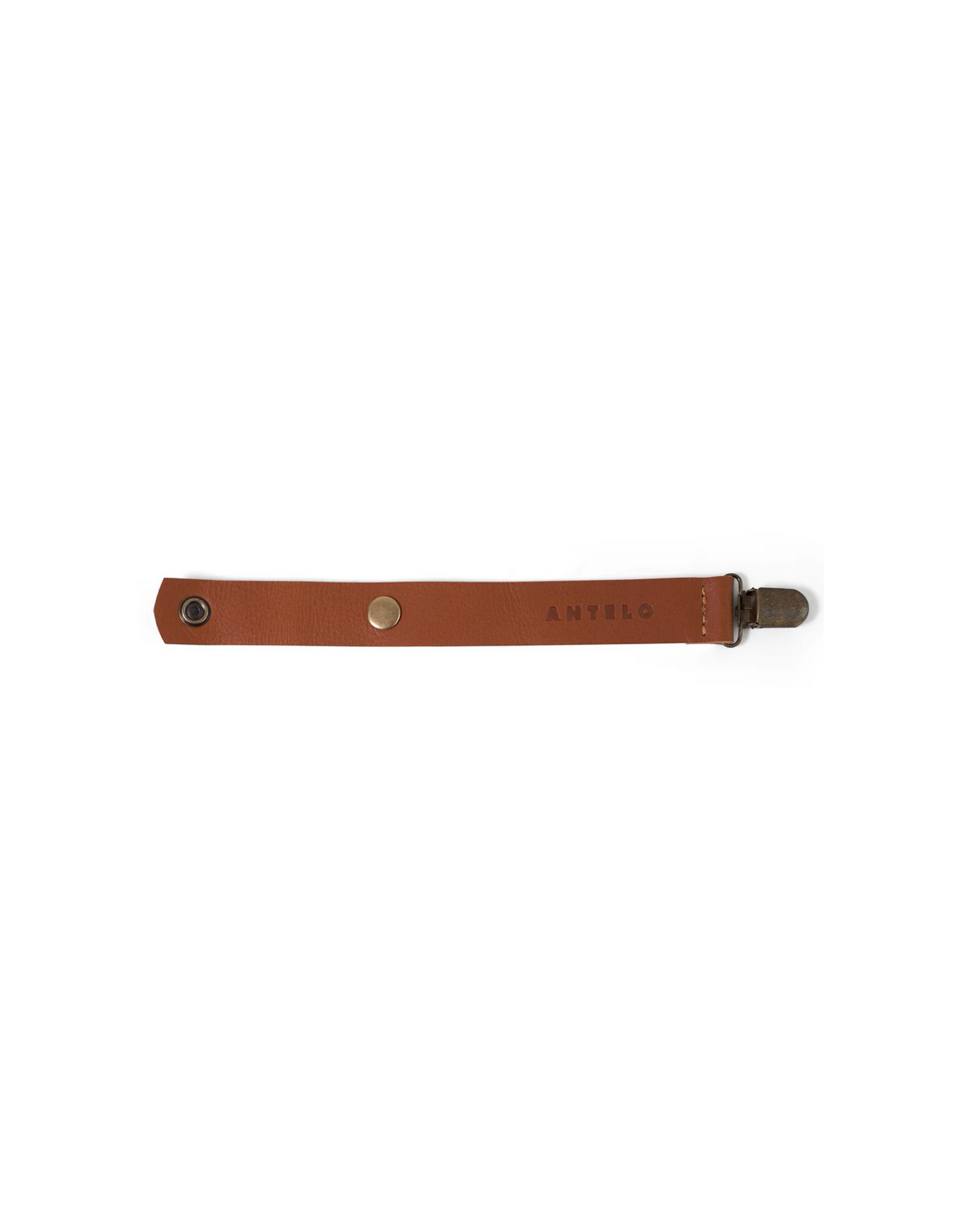 Maddie Leather Pacifier Clip in Cider