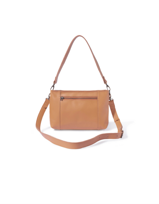 Margo Leather Crossbody + Shoulder Strap in Almond Tan