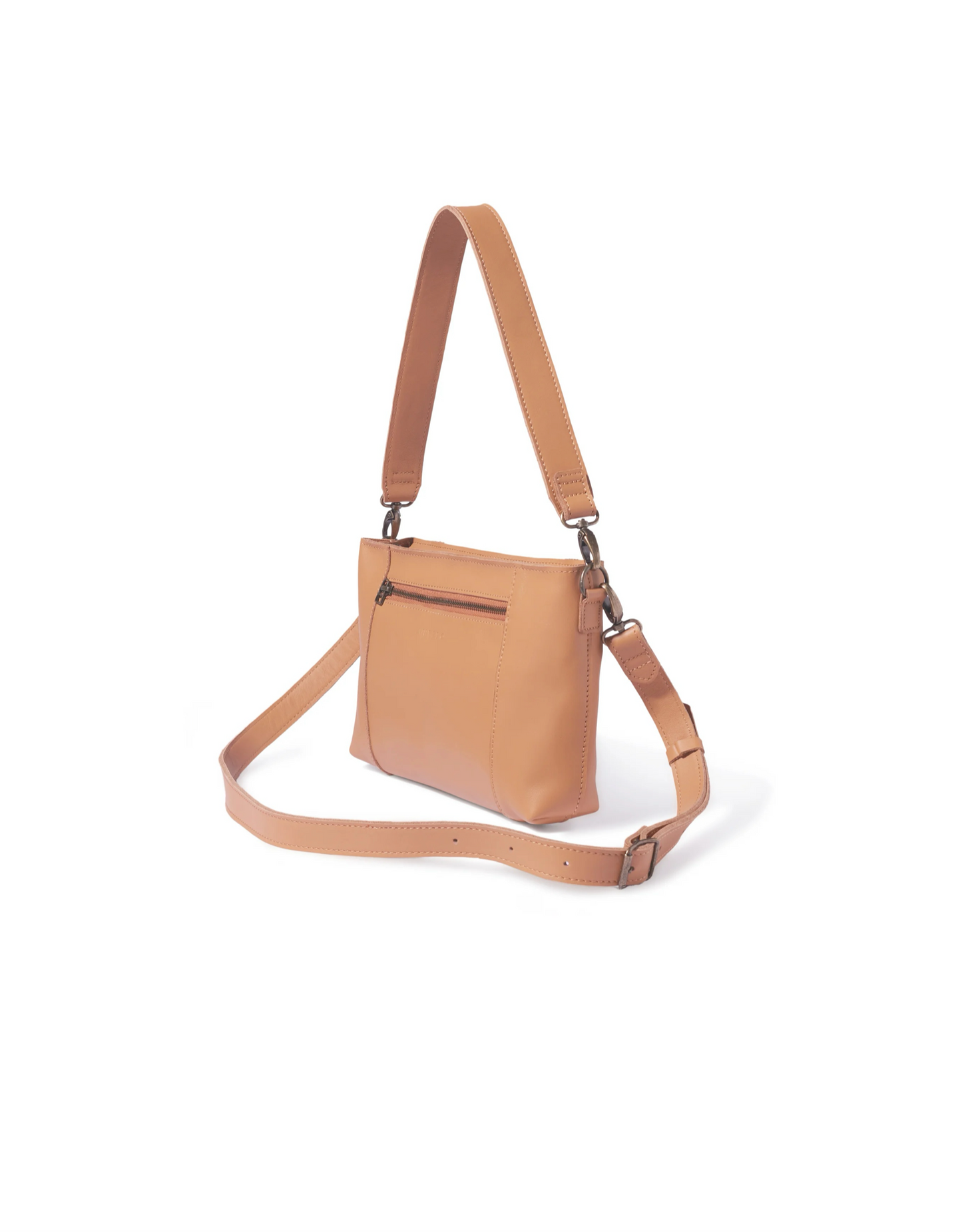 Margo Leather Crossbody + Shoulder Strap in Almond Tan