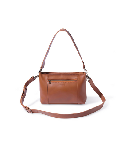 Margo Leather Crossbody + Shoulder Strap in Cider Tan