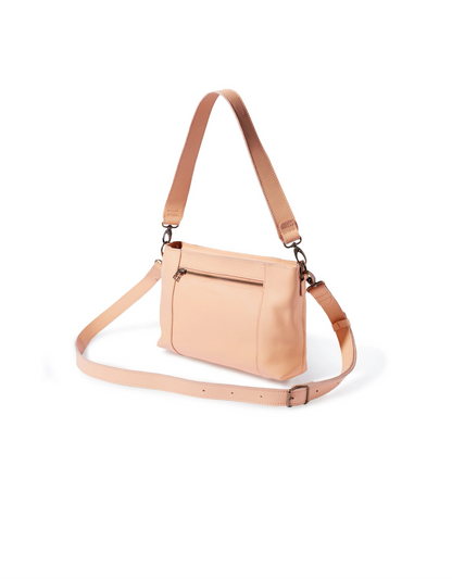 Margo Leather Crossbody + Shoulder Strap in Peach Haze