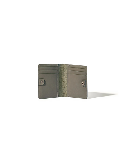 Ozzie Leather Card Wallet in Khaki Green