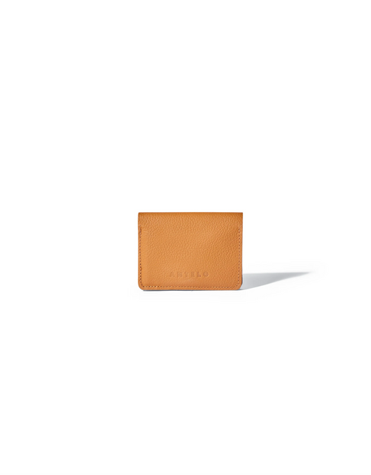 Ozzie Leather Card Wallet in Pebble Honey Mustard