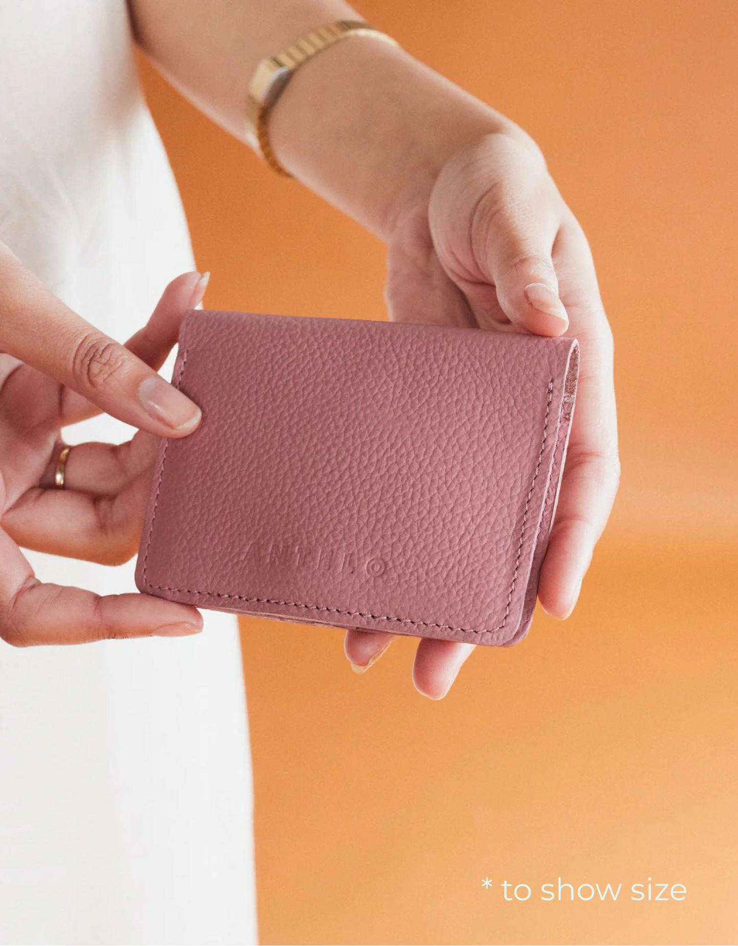 Ozzie Leather Card Wallet in Pebble Peach Haze