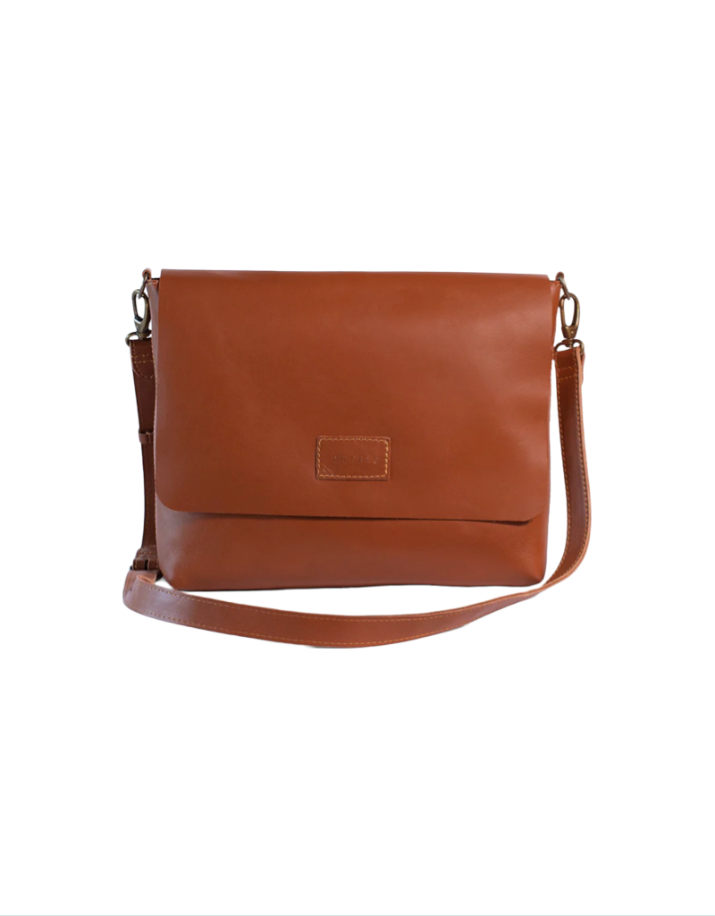 Riley 13" Minimalist Leather Laptop Sling - Cider Tan