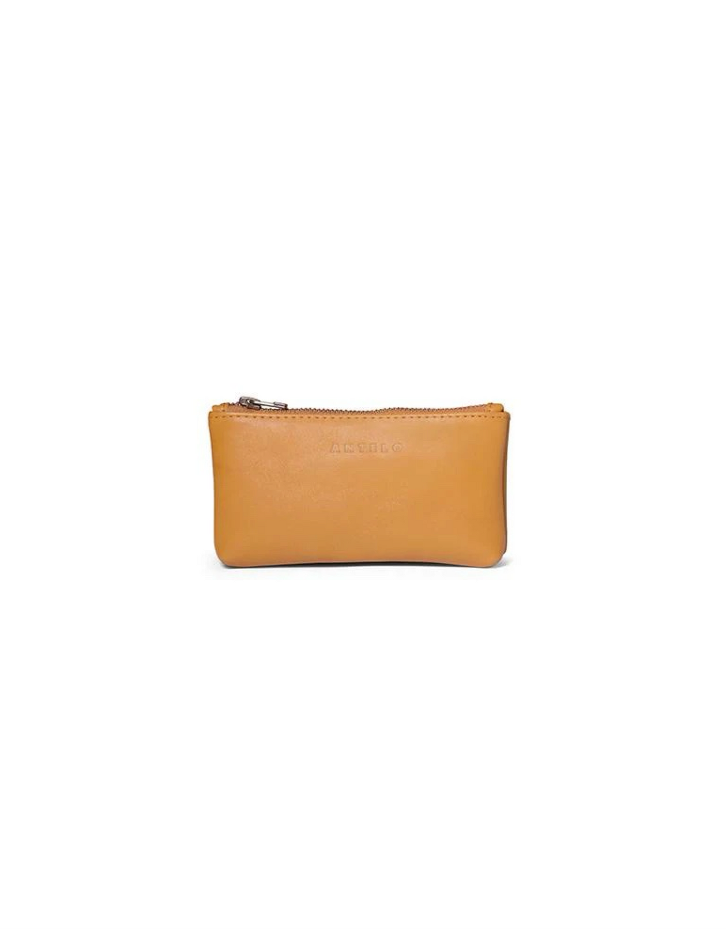 Sofia Leather Zip Pouch in Mustard