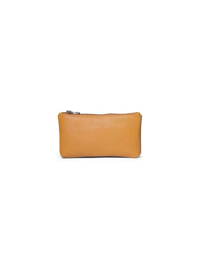 Sofia Leather Zip Pouch in Mustard