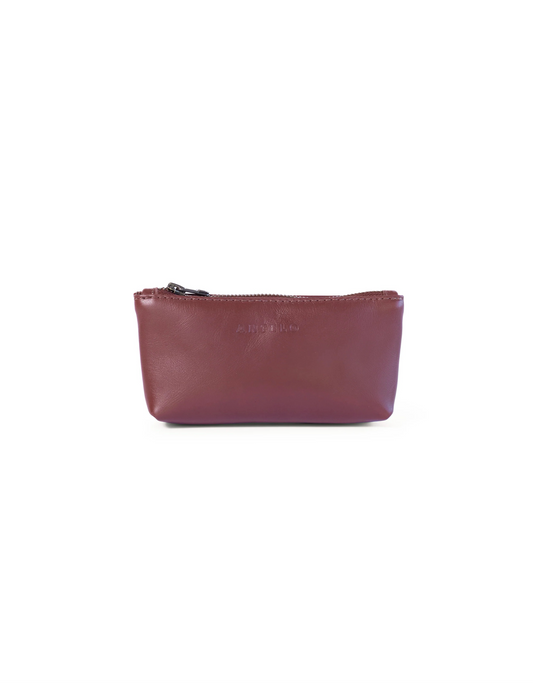 Sofia Leather Zip Pouch in Sable Tan