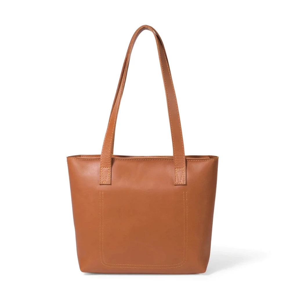 Milly Unlined Cider Midi Leather Tote with Zip