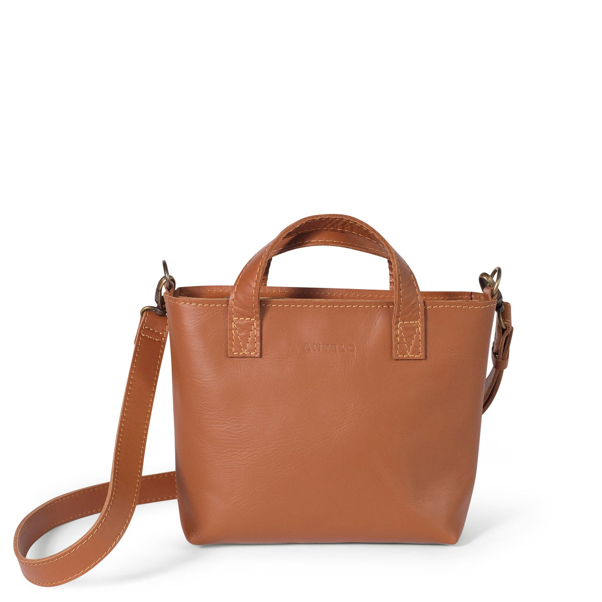 Zazi Petite Leather Crossbody in Cognac Suede & Cider Tan