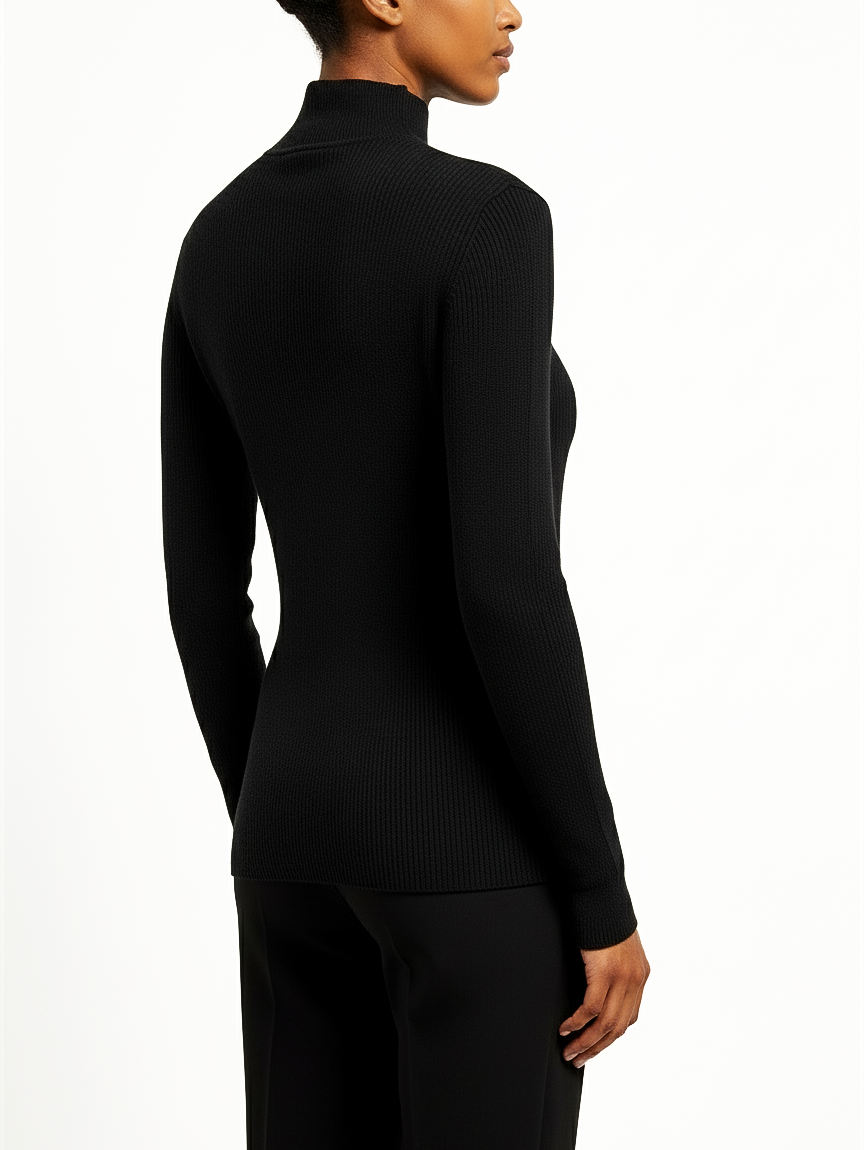 Amelia Mock Neck Knit in Black