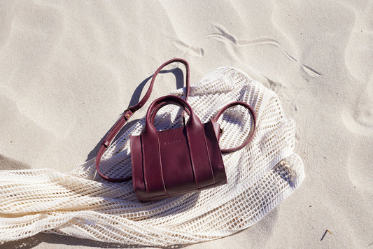 Berkley Leather Mini Crossbody Shopper in Merlot