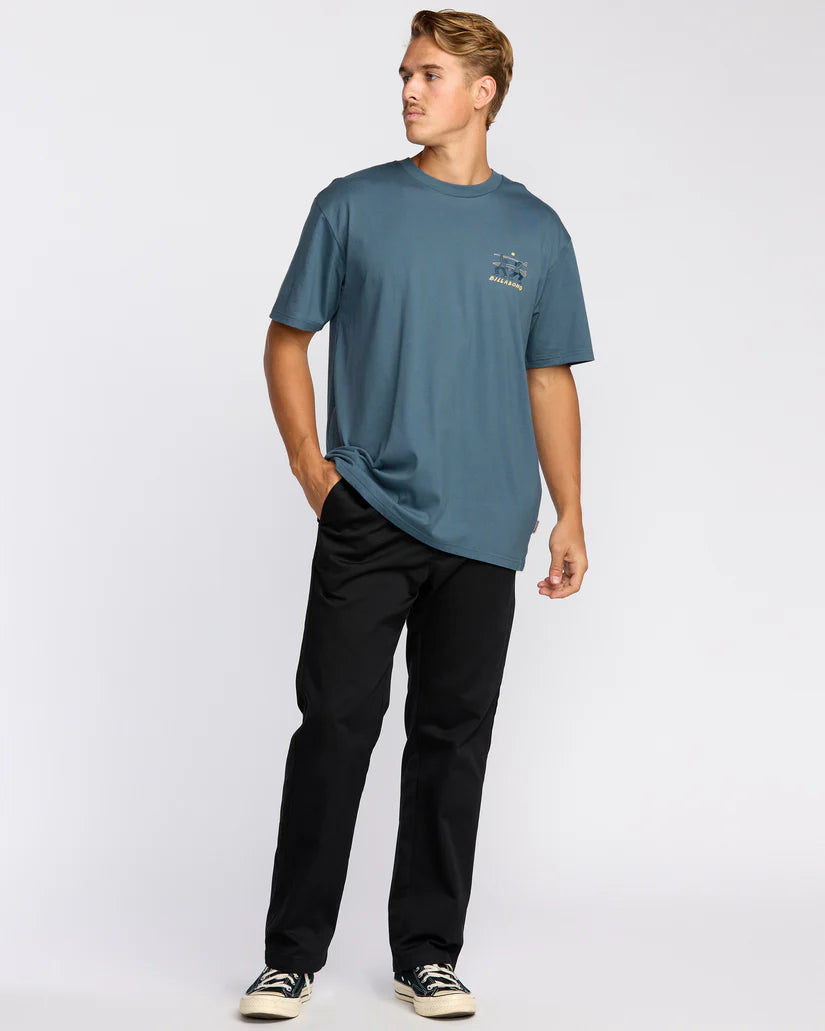 Split The Peak Tee in Steel Blue