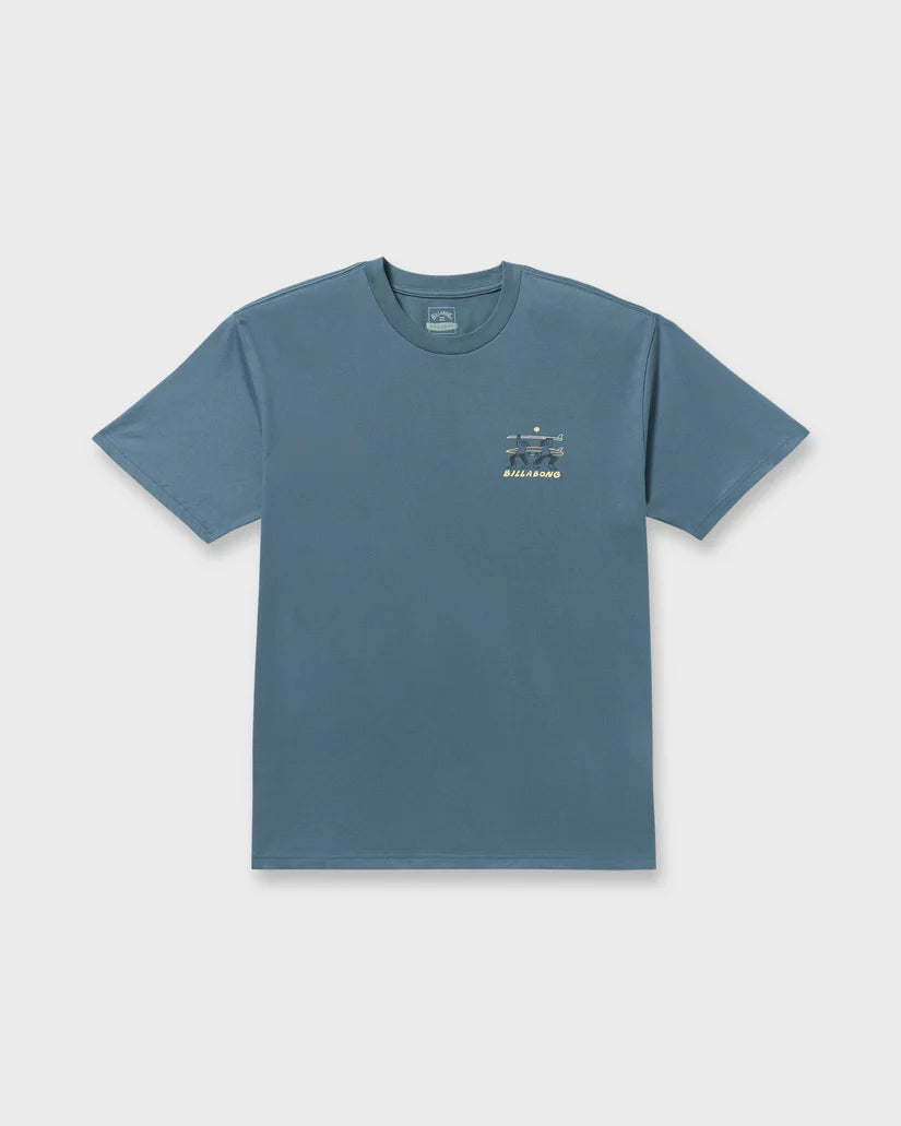 Split The Peak Tee in Steel Blue