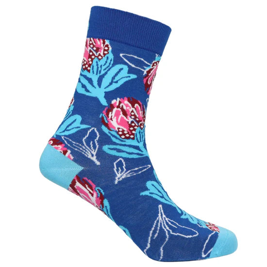 Blue Protea Bamboo Socks