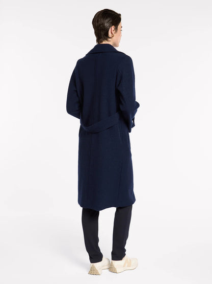 Boiled Wool Moto Coat in Navy